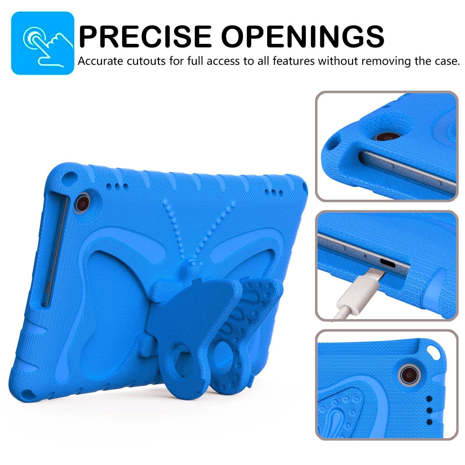 Etui kompatybilne z etui na tablet Kindle Fire Max 11 (13. generacja, wydanie 2023), lekki, wytrzymały, odporny wstrząsy pokrowiec ochronny pianki EVA paskiem ramię, futerał dziecięcy Butterfly(Blu)