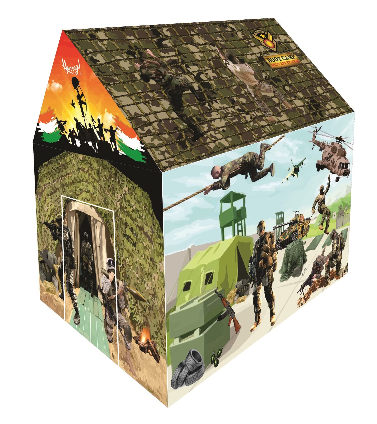 Hurray Toys Kids Play Tent House Army Boot Camp Theme Desertcart