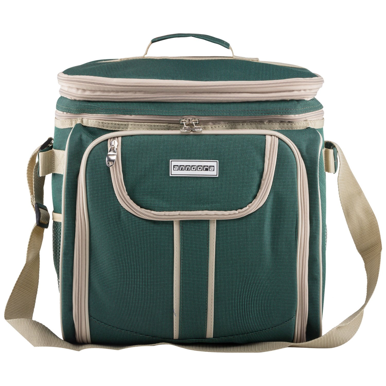 anndora Picknicktasche grün beige Kühltasche inkl. Zubehör 4 Personen 29 Teile