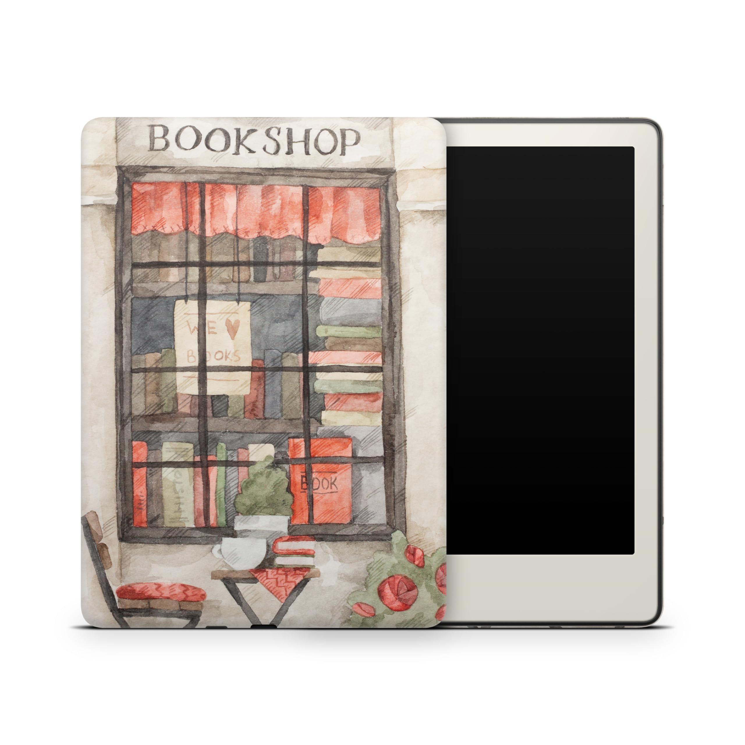 ZOOMHITSKINS Kindle Skin Compatible with Kindle Paperwhite Gen 12 (2024), Book Store Vintage Painting Cute Old Times Retro, Easy Bubble-Free 3M Vinyl Decal Accessories, Made in The USA