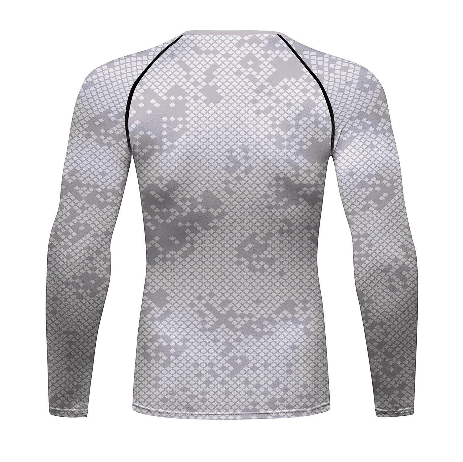 Red Plume Men's Compression Sports Shirt Cool Lightning/Flash Running T-Shirt Long Sleeve Tee (White, M)