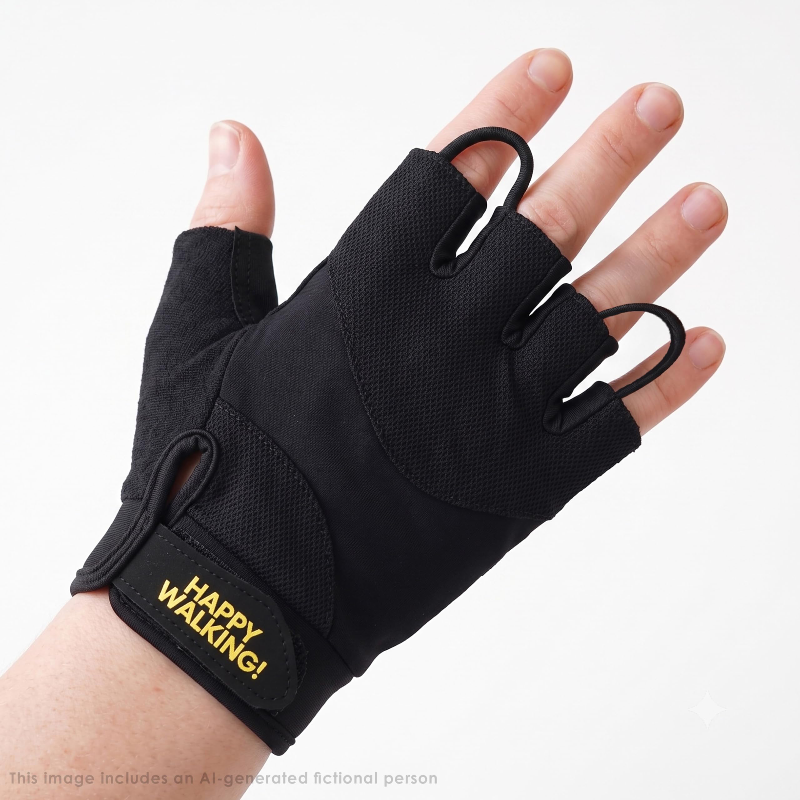 Walk At Home Happy Walking Gants de Fitness Noirs pour Homme et Femme, Parfaits pour la Gym, la Marche, Les entraînements à Domicile et l'entraînement