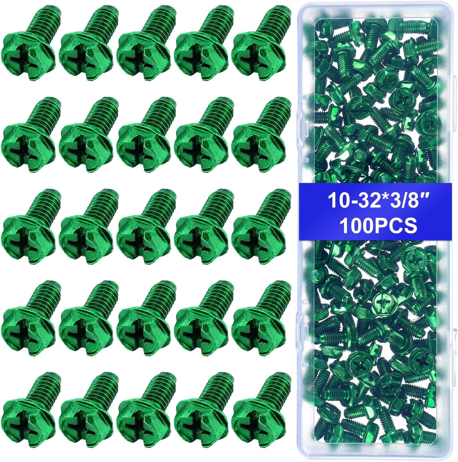 Gardner Bender GGS1032HC HexHead Ground Screw, 1032 x 3/8 inch, 100 Pk, Green