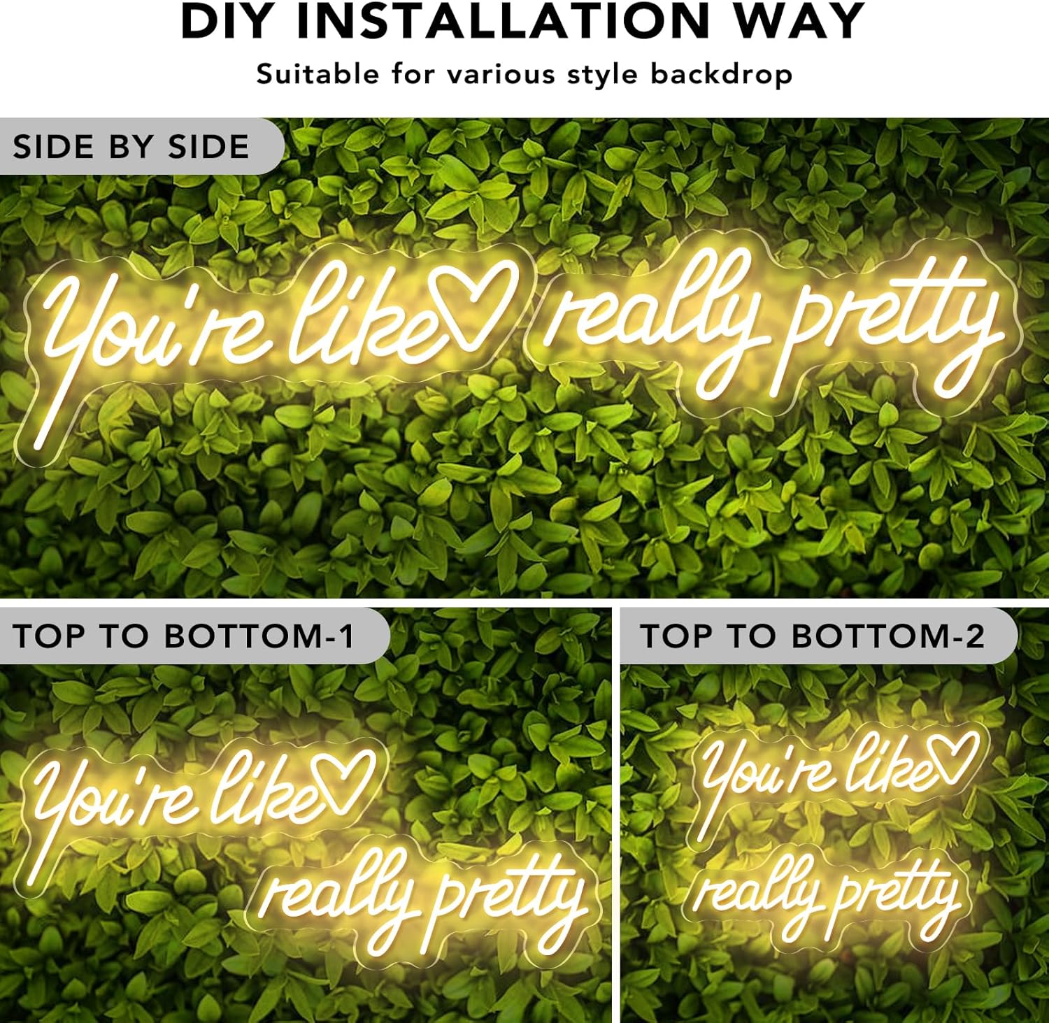 32-Inch Large You're Like Really Pretty LED Neon Sign, Warm White Your Like Really Pretty Neon Light Up Sign for Girls' Bedroom, Vanity, Salon, Powder Room, Fitting Room, Wedding Backdrop, Home Wall Décor - Image 2