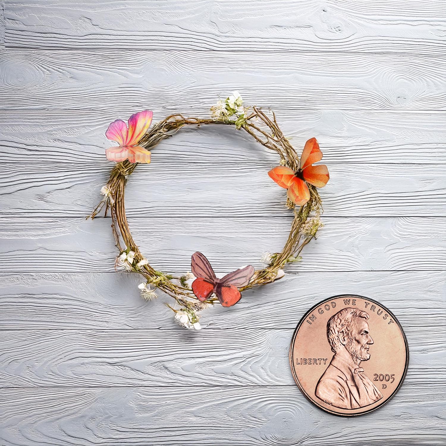 Décoration papillon en résine, vraies fleurs et paillettes, objet de collection fait main - France