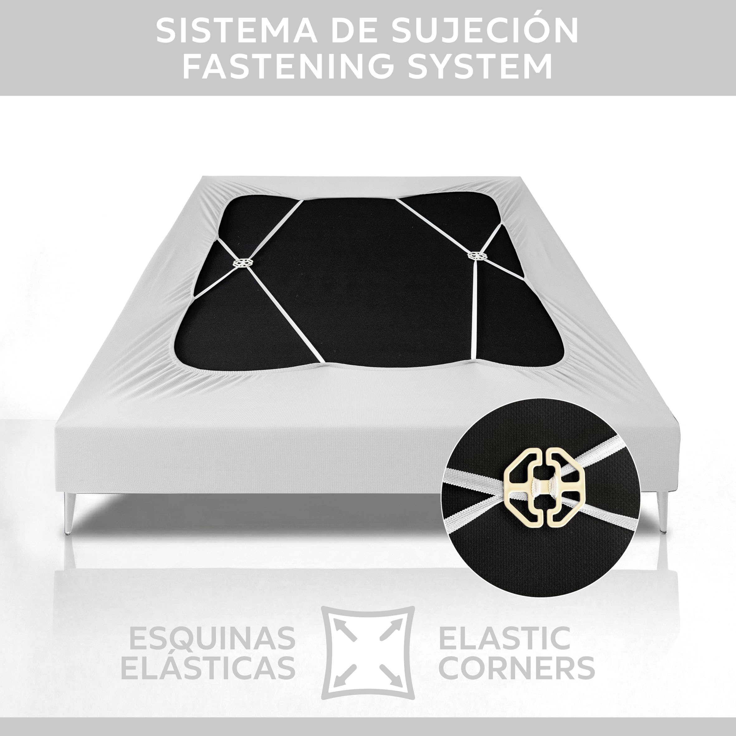 Textilhome Copri Sommier Elastico per Letto Singolo 90x200 cm - Vestiletto Moderno per Base Letto e Giroletto - Tessuto Stretch Resistente e Facile da Mettere. Bianco
