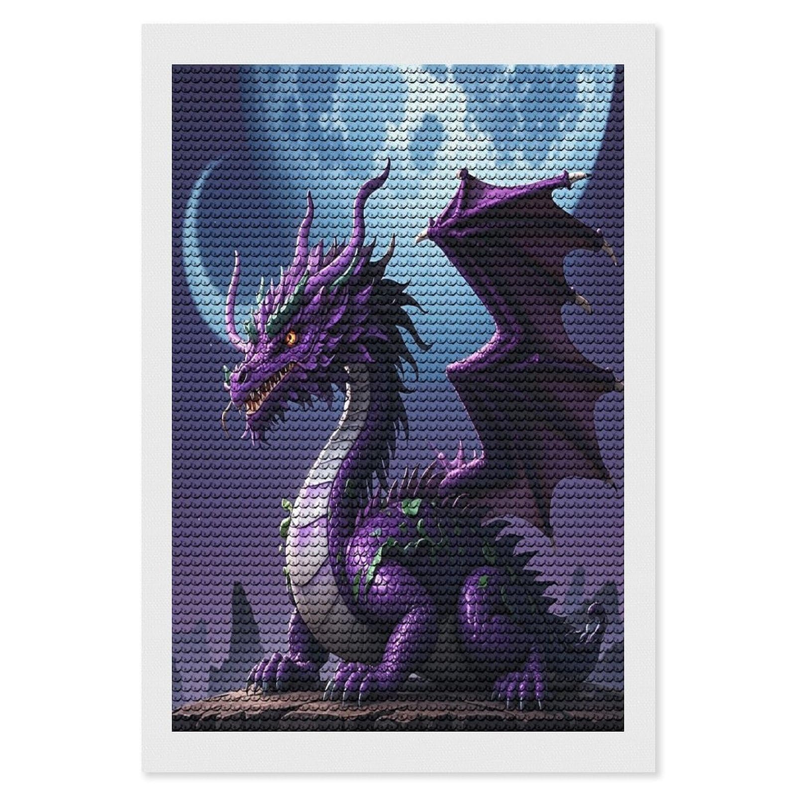 FekiLoot Purple Dragon Purple Moon Diamond Painting Kits for Adults Full Round Drill Diamond Art Kits for Beginners 5D DIY Diamond Dots Paintings Diamonds Pictures Gem Art Home Wall Decor 8"x12"