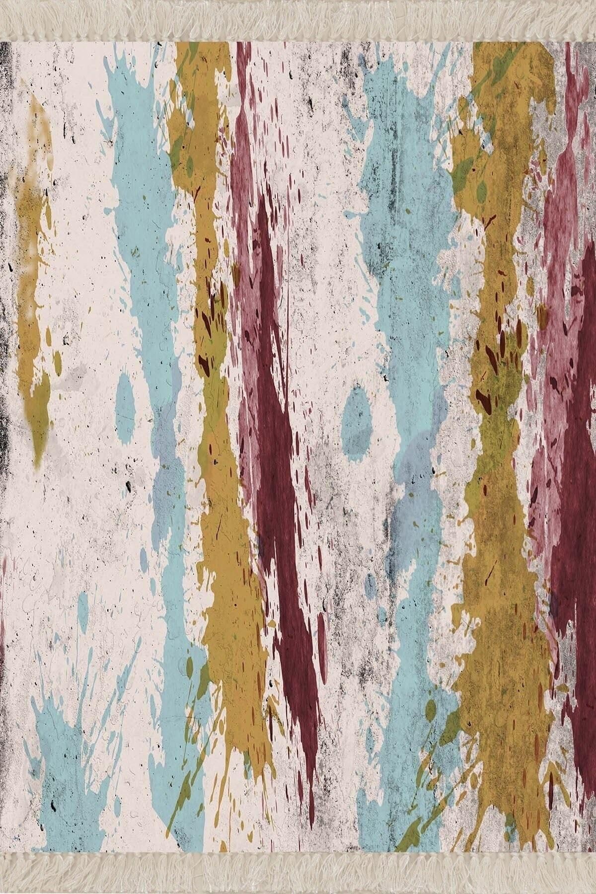 Pelangi Batik Desenli Renk Geçişli Dijital Baskı Yıkanabilir Kaymaz Taban Salon Halısı Ve Yolluk, Karışık Renkli 130 x 180