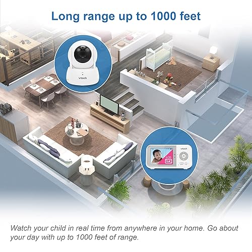 Miniatura 8 de VTech VM923 - Monitor de video para bebés con batería de 19 horas 1000 pies de largo alcance zoom panorámico visión nocturna mejorada pantalla de 28