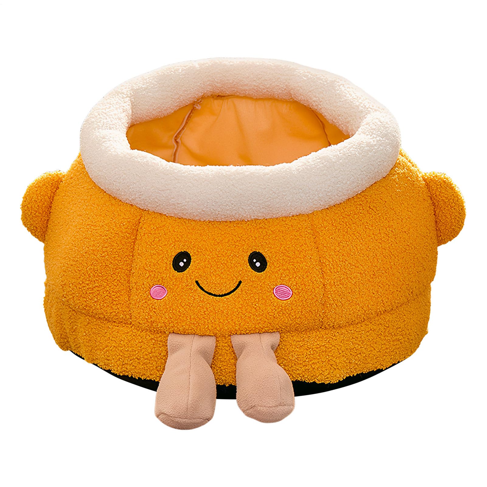 Lit grotte pour chat orange contre le froid - Panier doux spécial chat anxieux