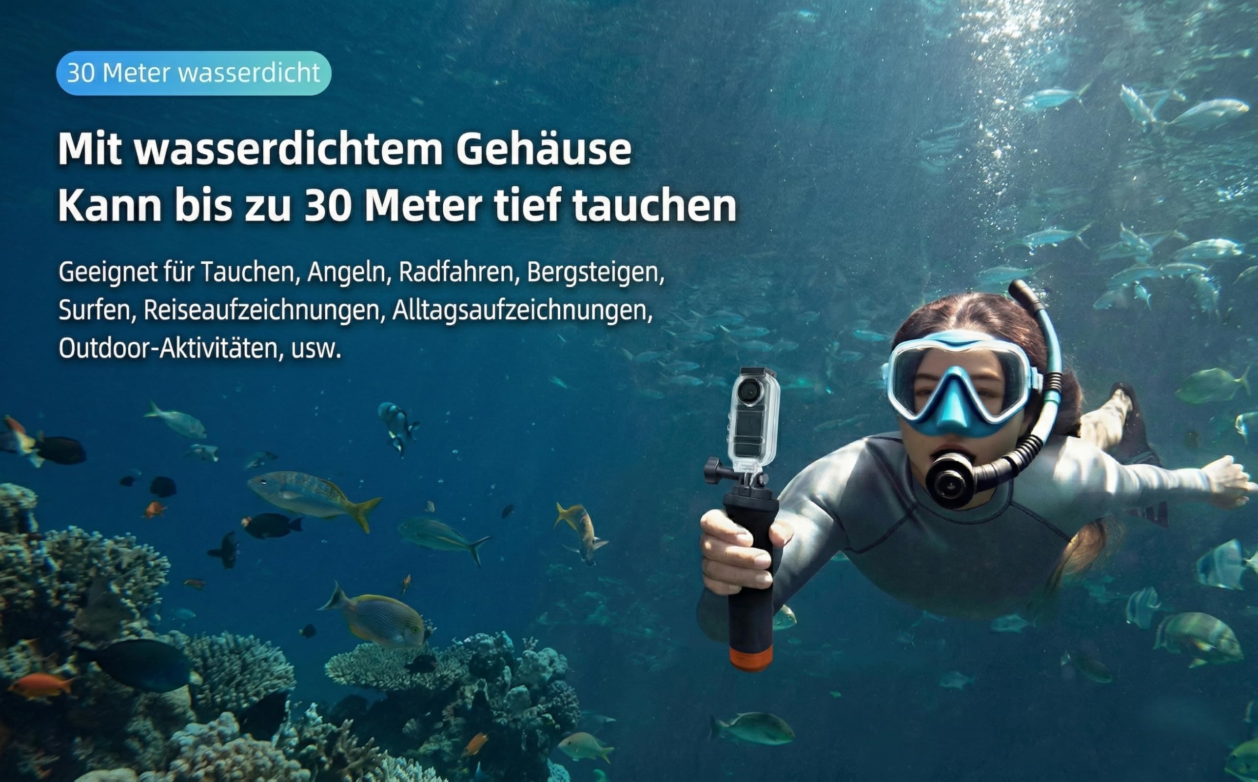 Action Cam 4K Bodycam 64GB, 1.47 Zoll Touch Display, Ladecase, Linse 180 Grad drehbar + 360 Grad Clip, Magnetische Halterung, 30m Wasserdicht, 3h Akku für Sport, Motorrad, Tauchen UVM.