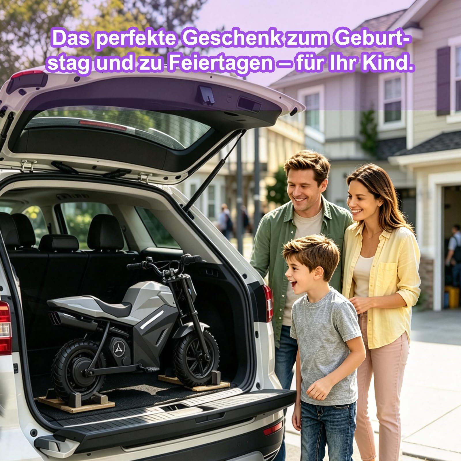 Elektro Motorrad für Kinder ab 105+ cm mit Abnehmbare Stützräder