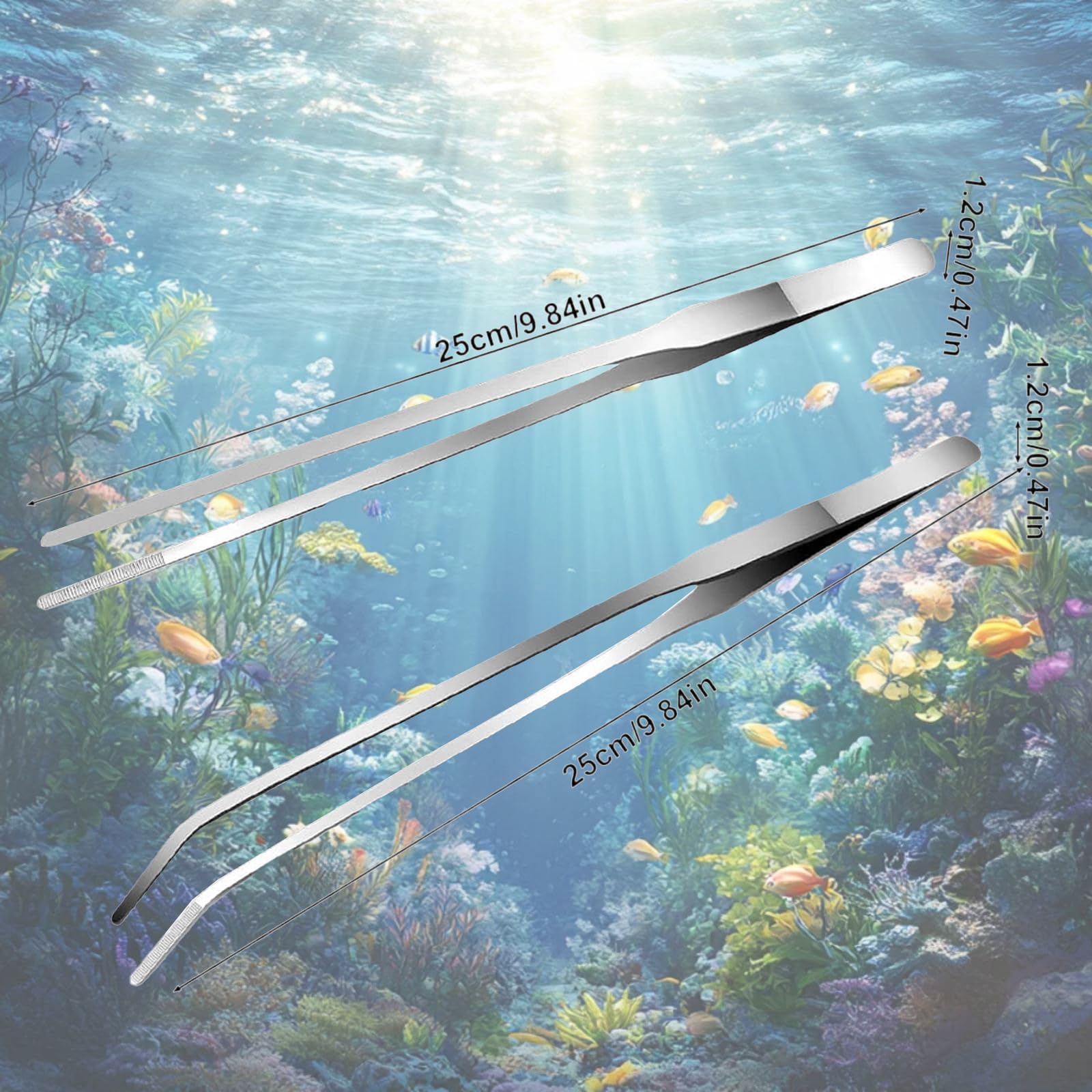 2 Pièces Pince pour Aquarium Incurvée, Pinces en Acier Inoxydable 27cm Longues Droites/Incurvées, Aquarium Aquascaping Kit, pour Lézards, Araignées, Aerpents, Outil D'alimentation pour Aquarium - 3