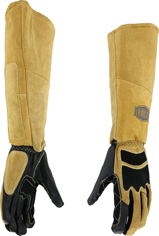 Ironcat Premium Grade Top Grain Goatskin Welder's Glove, Cotton/Foam Lining, Climax Aerogel Insulation, 22" Length, Tan/Black