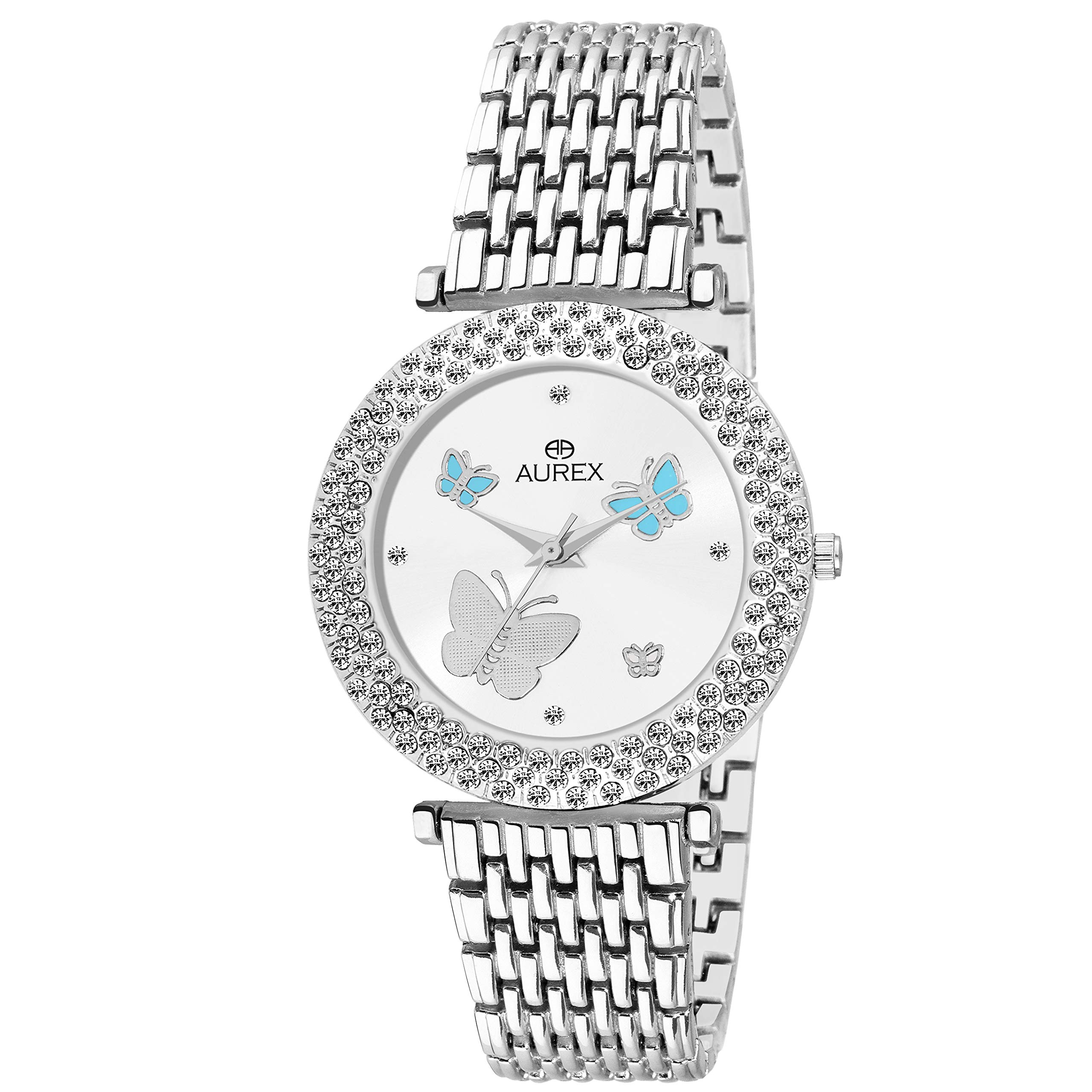 AUREX Analogue Silver Dial Watch Water Resistant Silver Color Metal Bracelet Wrist Watch for Women/Ladies/Girls (AX-LR543-SLSL) (B07KX1D69Q) Amazon Price History, Amazon Price Tracker