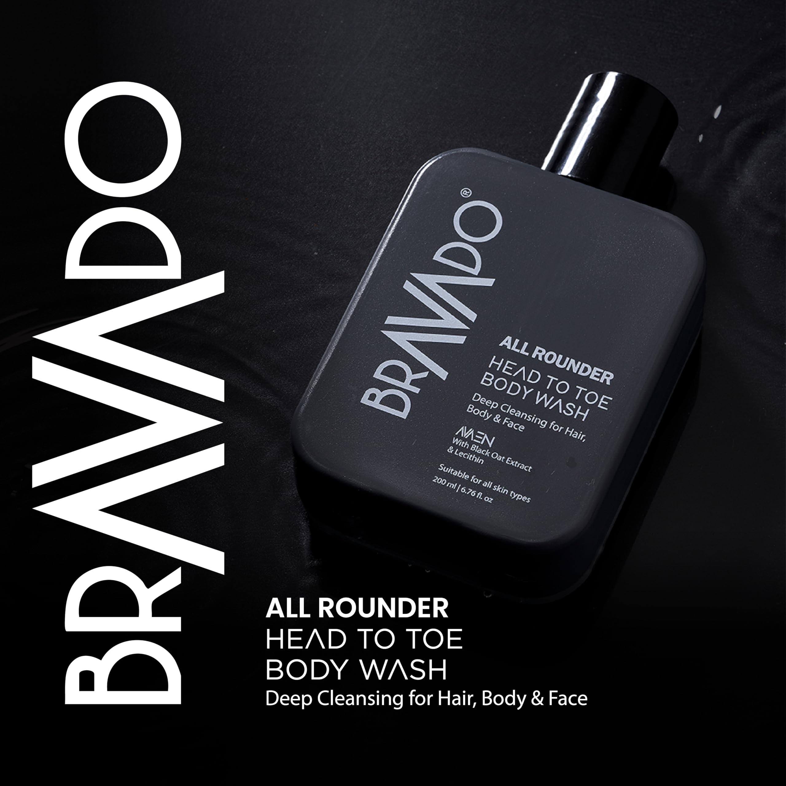 BRAVADO 3-in-1 Travel Grooming Kit for Men | Head to Toe Body Wash + Sans-Qua Waterless Face Wash + Radiance Pro Day Cream | Compact Skincare Routine | Travel Combo Pack 2