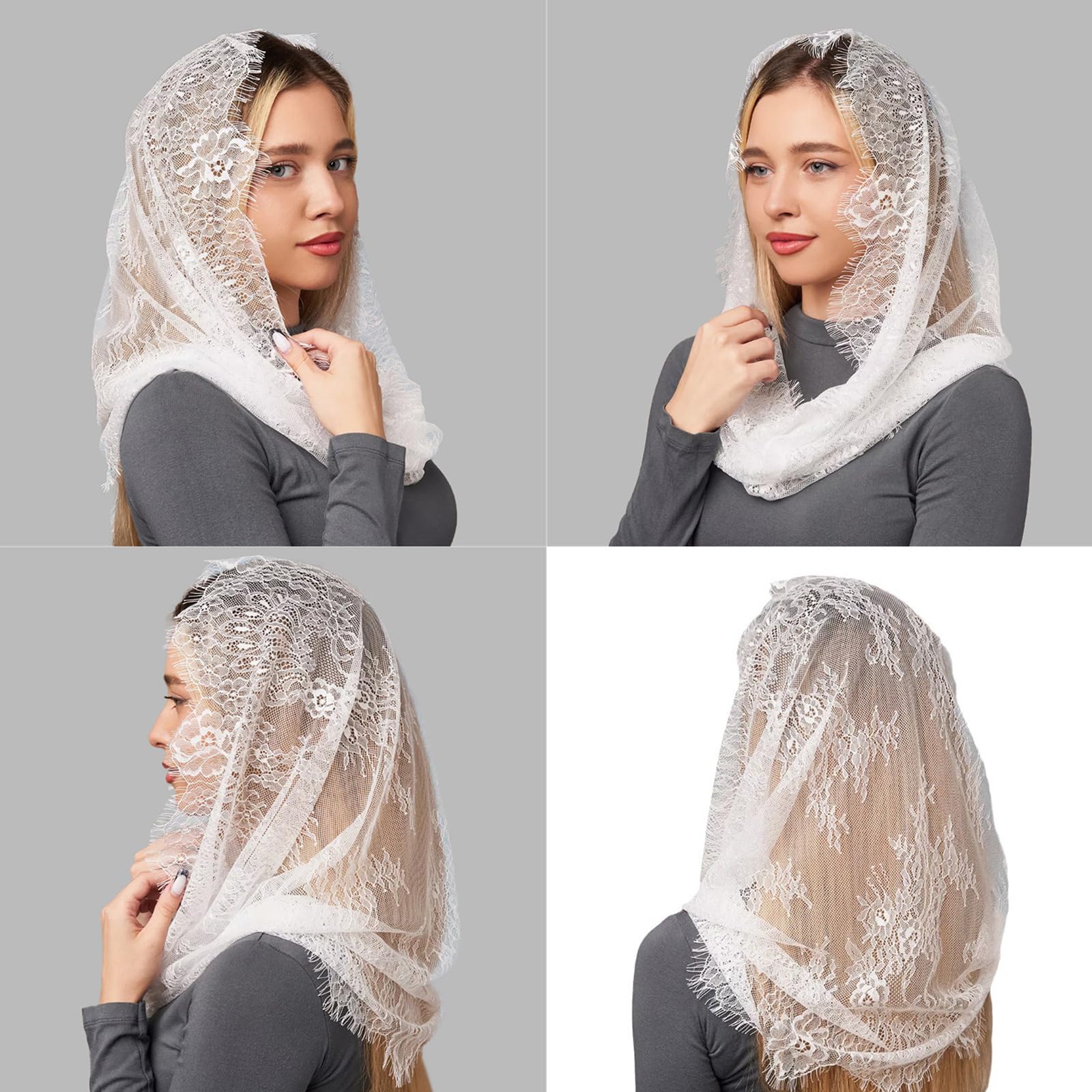 WEISUYUUS Vintage Muslims Scarf Elegant Lace Decorative Scarves Traditional Styles Scarf for Various Occasion