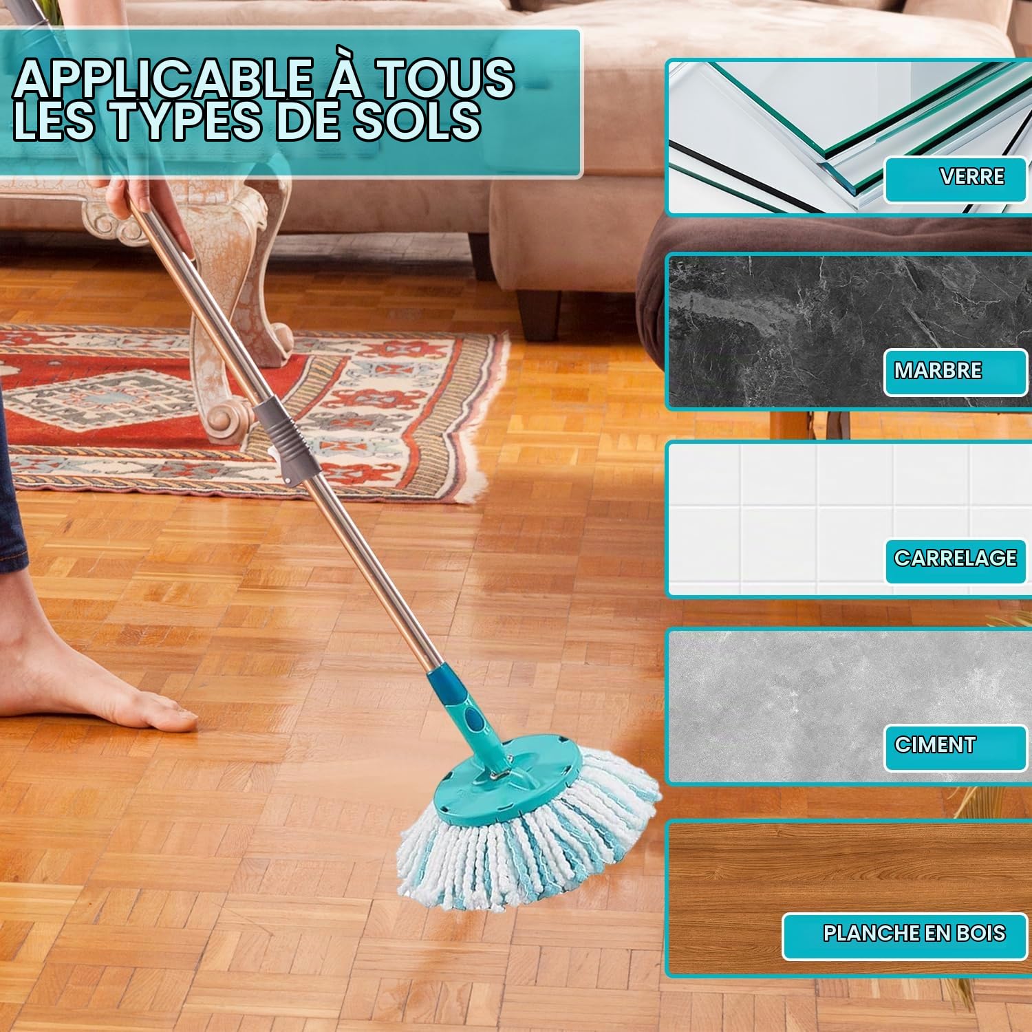 6 Pièces Têtes de Rechange, Serpillères de Rechange en Microfibres, Clean Twist Disc Mop Micro Kit, Tête de Rechange, pour Les Nettoyage Particules de Saleté, Lavage Sol