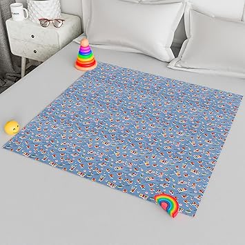 Kuber industries Baby Sheet | Reversible Baby Plastic Layer | Crib Cover for Kids | Bed Wetting Protector | Mattress Sheet for Newborl| Toddler Bed Sheet | 100x100 CM | Blue - image, photos