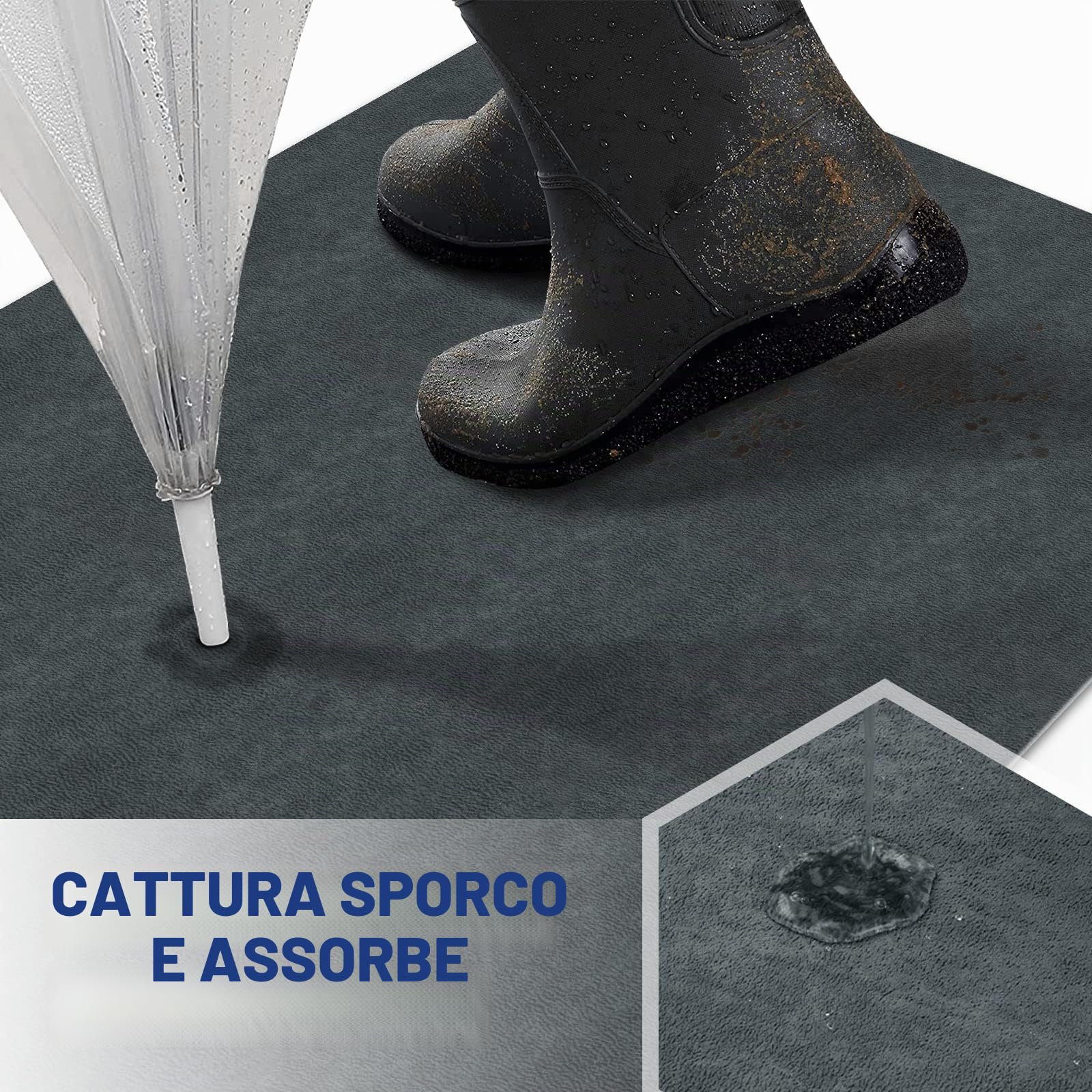 DFIONC - Zerbino per interni, lavabile, zerbino catturasporco, super sottile, resistente, tappeto da cucina assorbente, zerbino antiscivolo, per interni