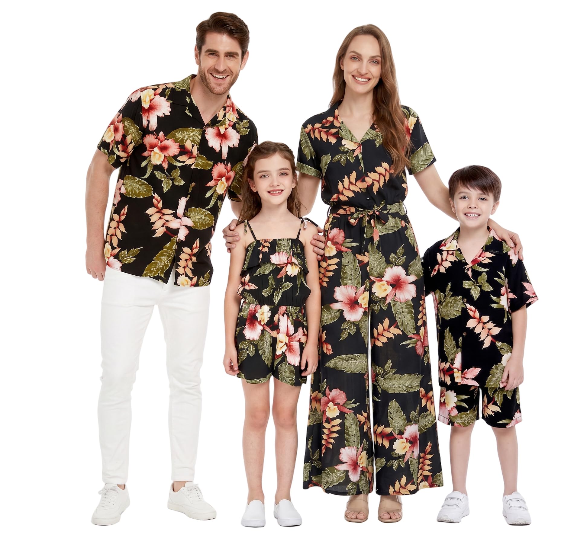 Family Matching Hawaiian Clothes, Black Rafelsia