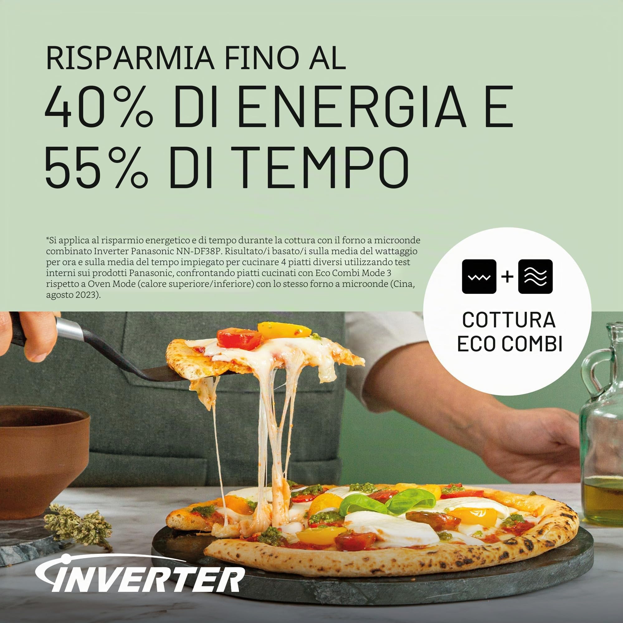 Panasonic NN-DF38PBEPG Forno Combinato Microonde e Grill, 1000W, 23L, Tecnologia Inverter, Modalità Eco Combi, 16 Programmi Automatici e Scongelamento, Vassoio Smaltato, Griglia Metallica, Nero