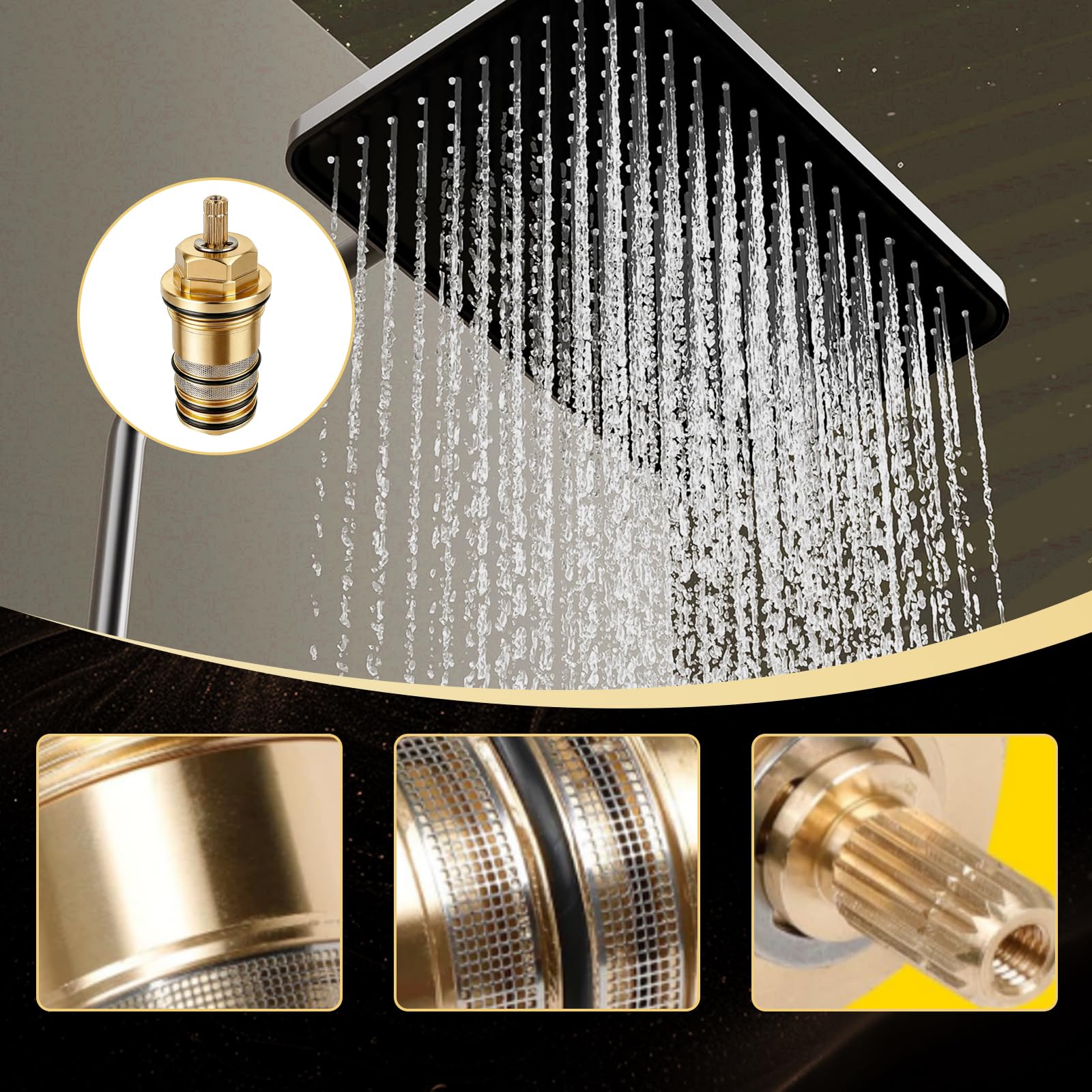 Cartucho termostático 94282000, unidad reguladora de temperatura compatible con Hansgrohe Ecostat y llenadores de baño termostáticos de 2 y 3 orificios, válvulas de compuerta de 3/4 pulgadas en latón