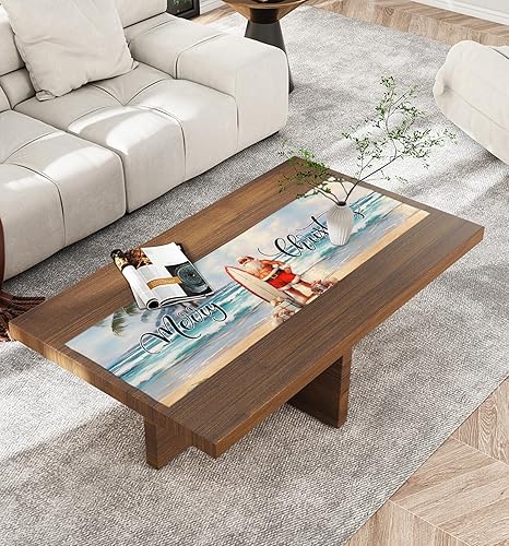 Miniatura 2 de Camino de mesa de verano de Navidad de 36 pulgadas, corto, de lino de algodón, cocina, comedor, mesa de café, decoración de tocador, camino de mesa