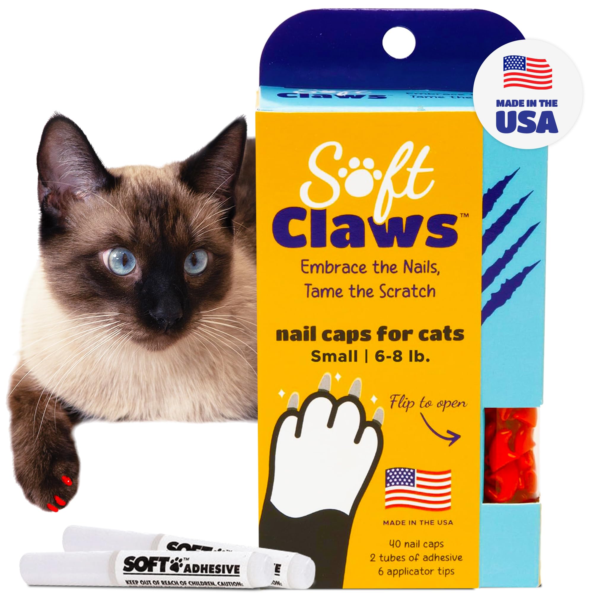 Soft Claws Safe Scratch-Free Solution for Cats - CLS (Cleat Lock System), Size: Small, Color: Red