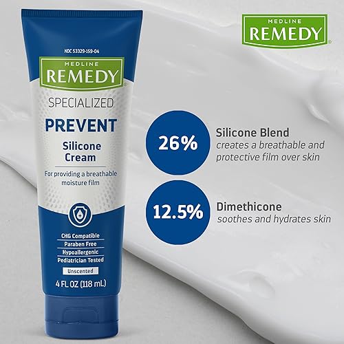 Miniatura 4 de Medline Remedy Crema de silicona especializada, sin perfume (4 onzas líquidas), película suave y transpirable para todas las edades, sin parabenos e