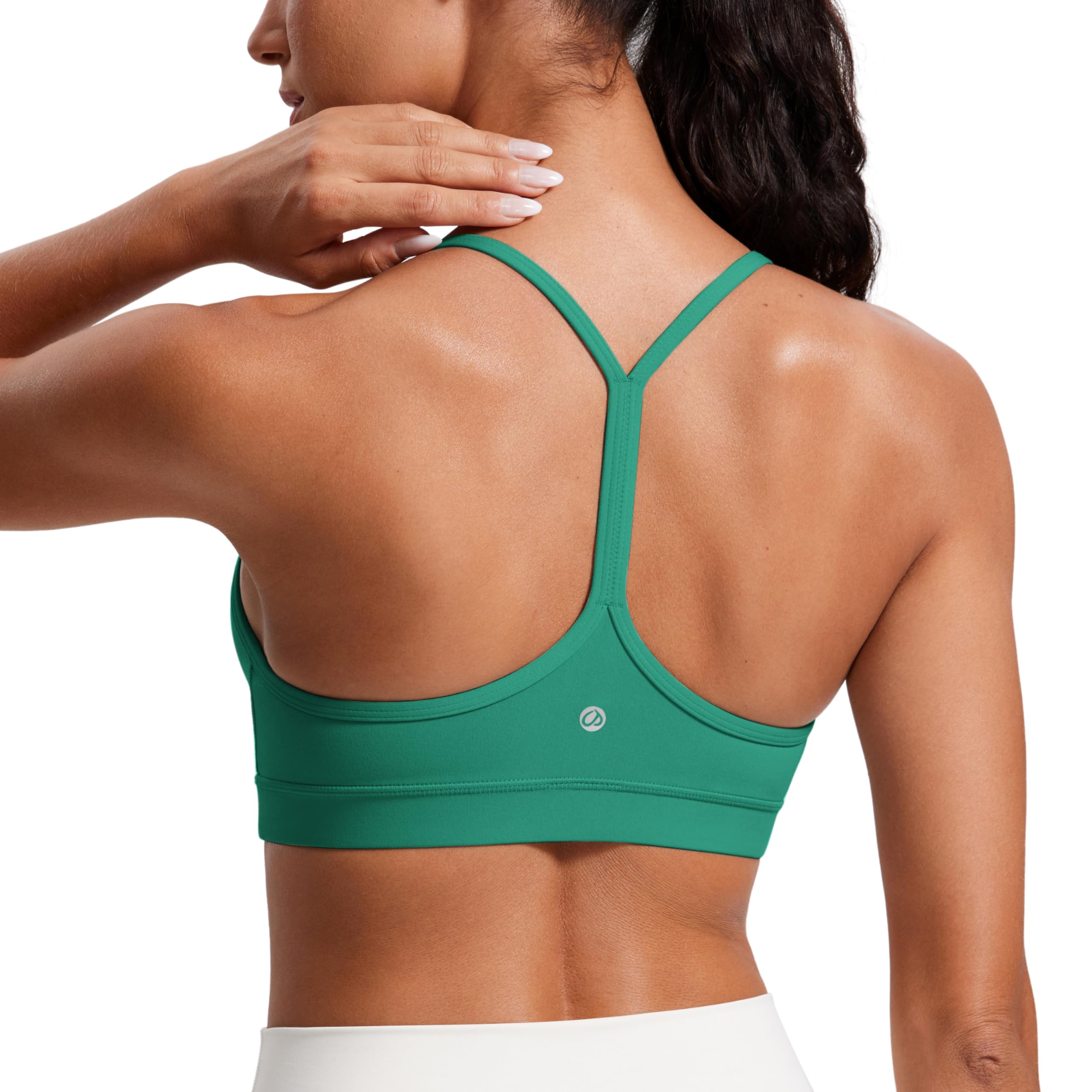 CRZ YOGAButterluxe Womens Y Back Sports Bra - Padded Racerback Low Impact Spaghetti Thin Strap Workout Yoga Top