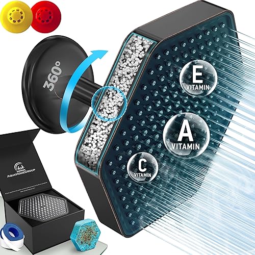 Vista 11 de AquaHomeGroup Cabezal de ducha filtrado de lujo, cabezal de ducha de lluvia de alta presión con filtro para cloro, óxido, sedimentos, cabezal