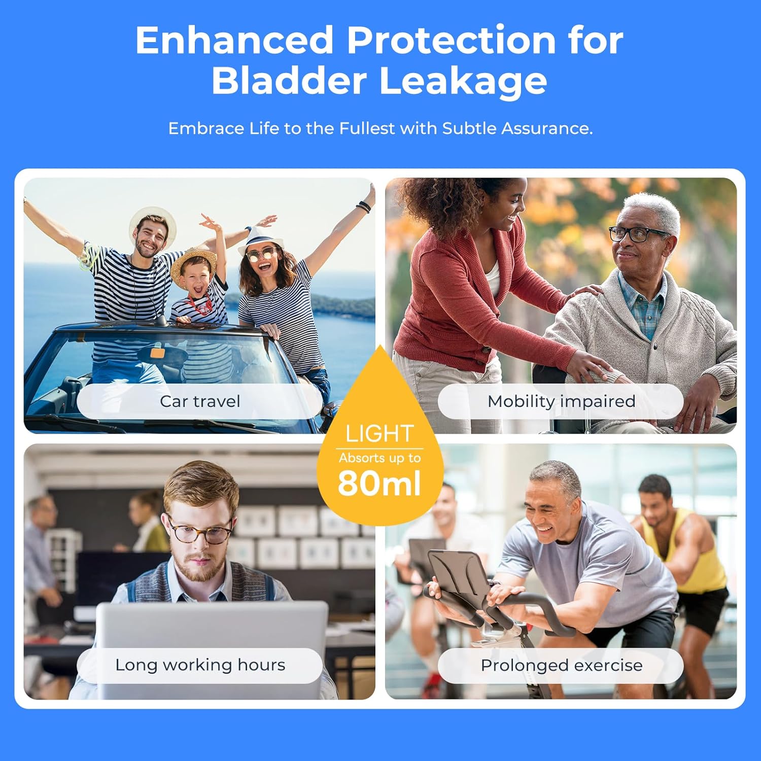 Carer Incontinence Underwear for Men Washable Mens Incontinence Underwear for Bladder Leak Protection 80ML Reusable Leak Proof Underwear for Men Urinary Incontinence Boxer Shorts (2 Black/2 Blue, M) - Image 7