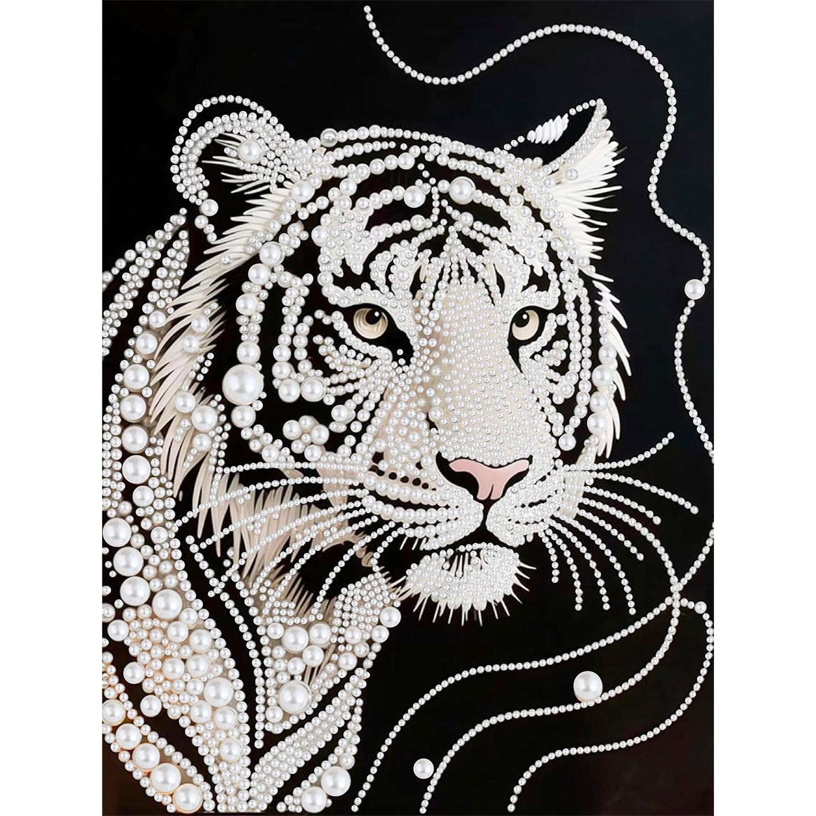 EOBROMD Diamond Art Pearl Painting Kits for Adults, Tiger Diamond Painting, Animal 5D Pearl Painting Kits for Adults Beginner, Crystal Art for Home Wall Decoration Gift 12 × 16 inch