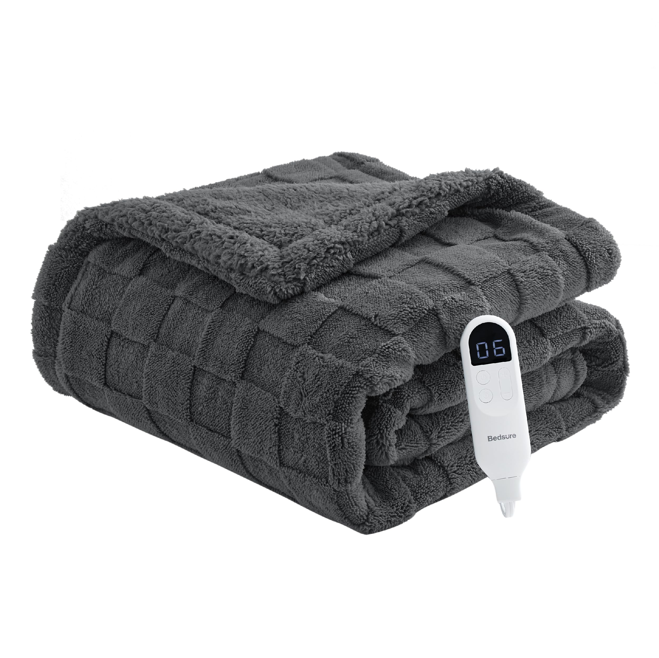 Amazon.com: Bedsure Heated Blanket Throw, Textured Fleece Electric Blanket,  Fast Heating Electric Blanket with 6 Heating Levels, 4 Time Settings, and  Adjustable 3-Hour Auto-Off (50x60 inches, Dark Grey) : Home u0026 Kitchen