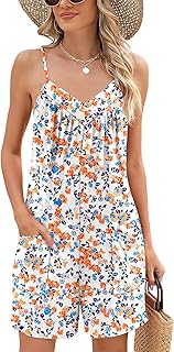 Womens Summer Casual Sleeveless Rompers Spaghetti Strap Adjustable Loose...