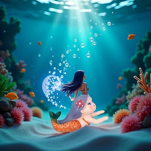 Floating Fish Tank Decor, Aquarium Fish Mermaid, Ornaments, Eye Catching Decoration, Aquatic Pets Cartoon, Miniatures Figures for, Aquarium Décor Thematic Ornaments