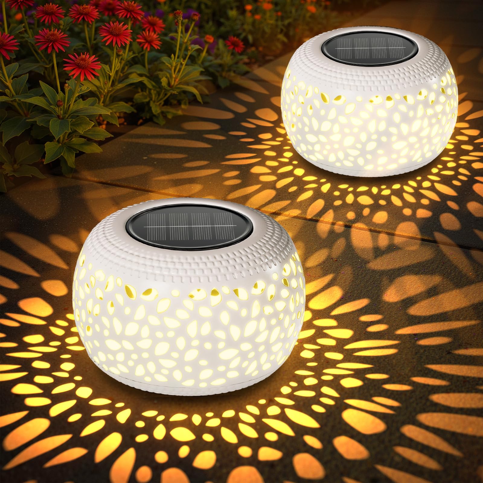BONLION Solar Lanterns Outdoor Waterproof Lights (2-Pack)