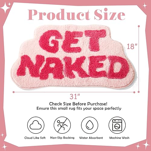 Miniatura 2 de Alfombra de baño rosa con forma irregular, divertida alfombra de baño, decoración de baño pequeña preparada, alfombra de baño estética divertida