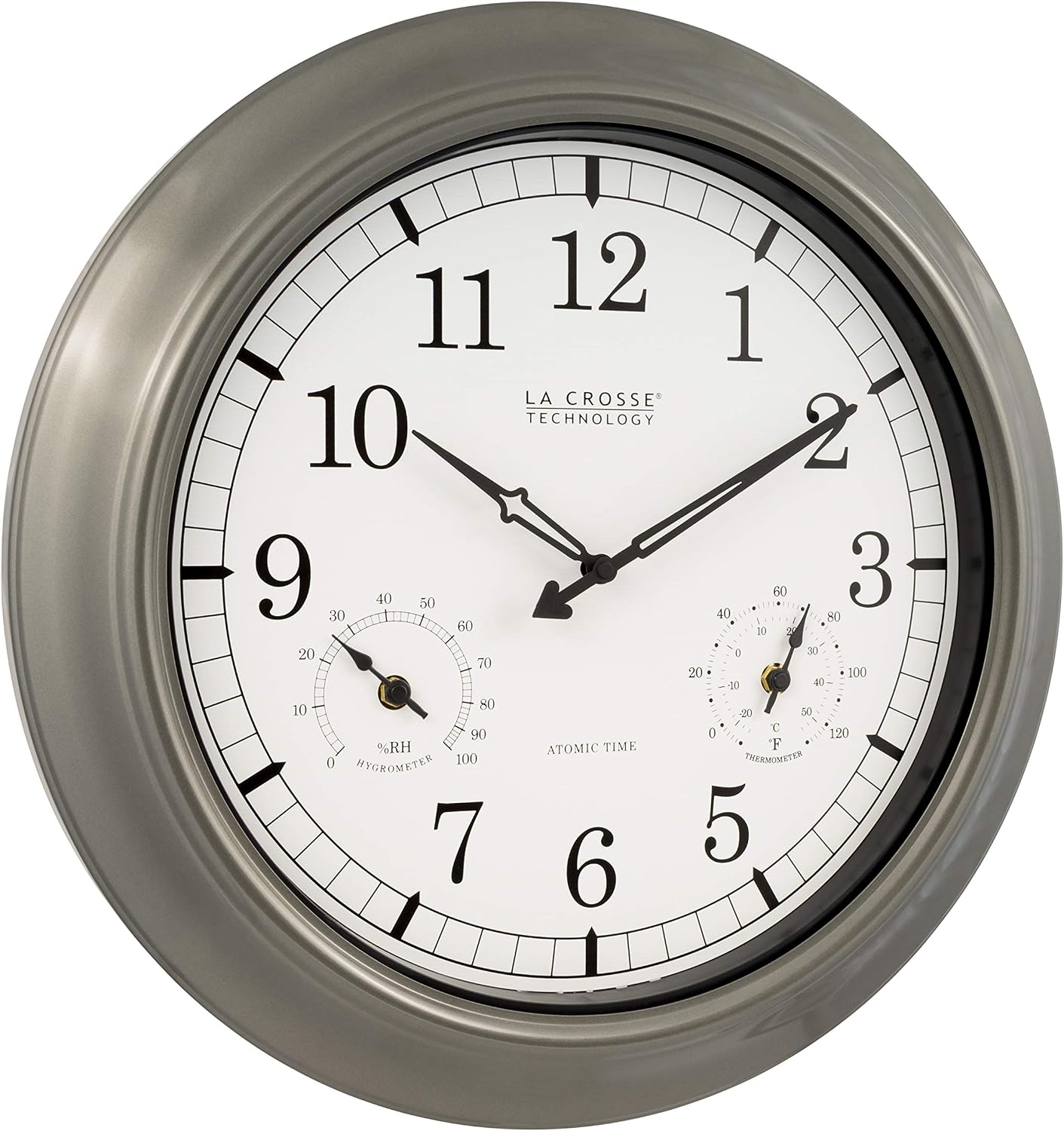 La Crosse Technology WT-3181PL-INT 18 inch Atomic Outdoor Clock with Temperature & Humidity