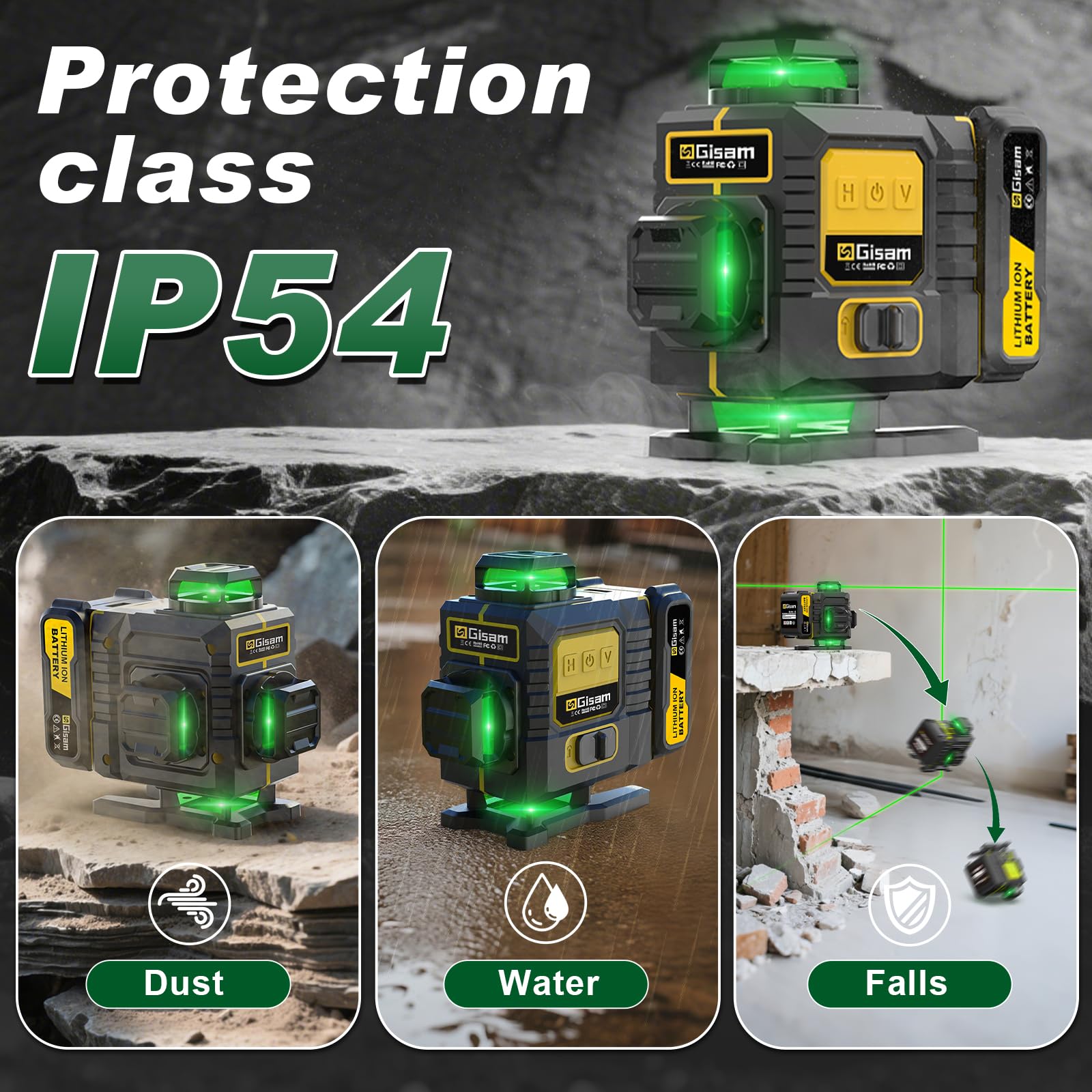 Gisam Laser Level - 360° Rotating & 16 Line -6