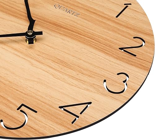 Miniatura 5 de LAIGOO Reloj de pared de madera de 12 pulgadas, analógico, silencioso, sin tictac, decorativo, moderno, funciona con pilas, para sala de estar,