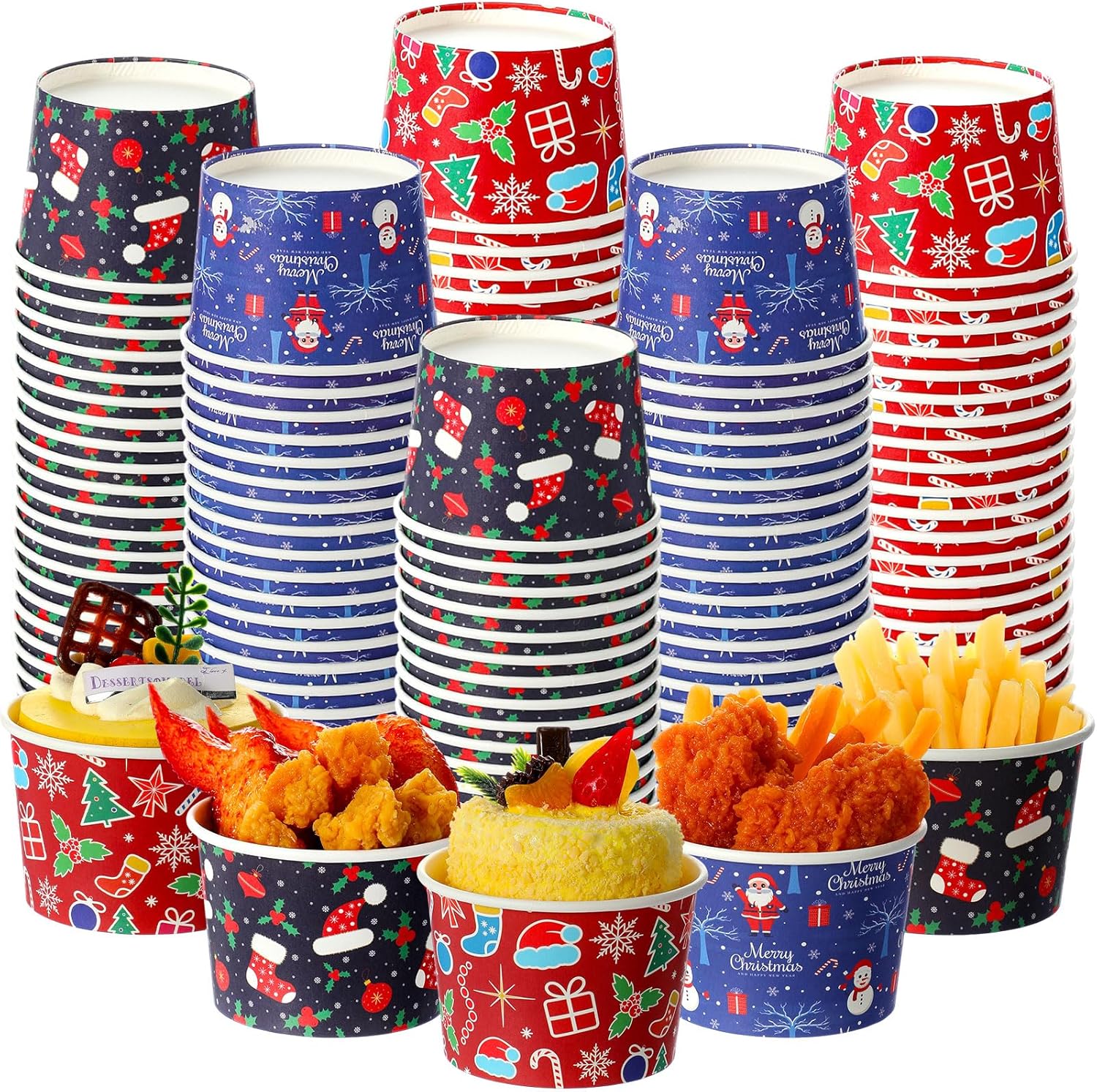 Newtay 120 Pcs Gay Pride Paper Ice Cream Cups Bulk Rainbow Disposable Paper Cups 8oz Patriotic Ice Cream Bowls Dessert Treat Snack Soup Bowls Party Supplies for Pride Party Favor