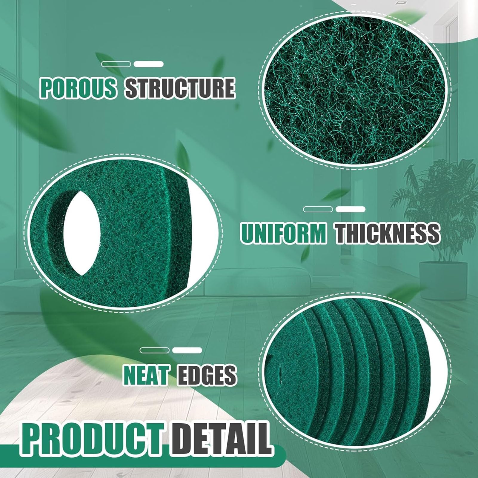 Lot de 5 disques de nettoyage orbitaux de 30 cm (12 pouces), disques de polissage commerciaux pour planchers de bois franc pour machine orbitale (vert)