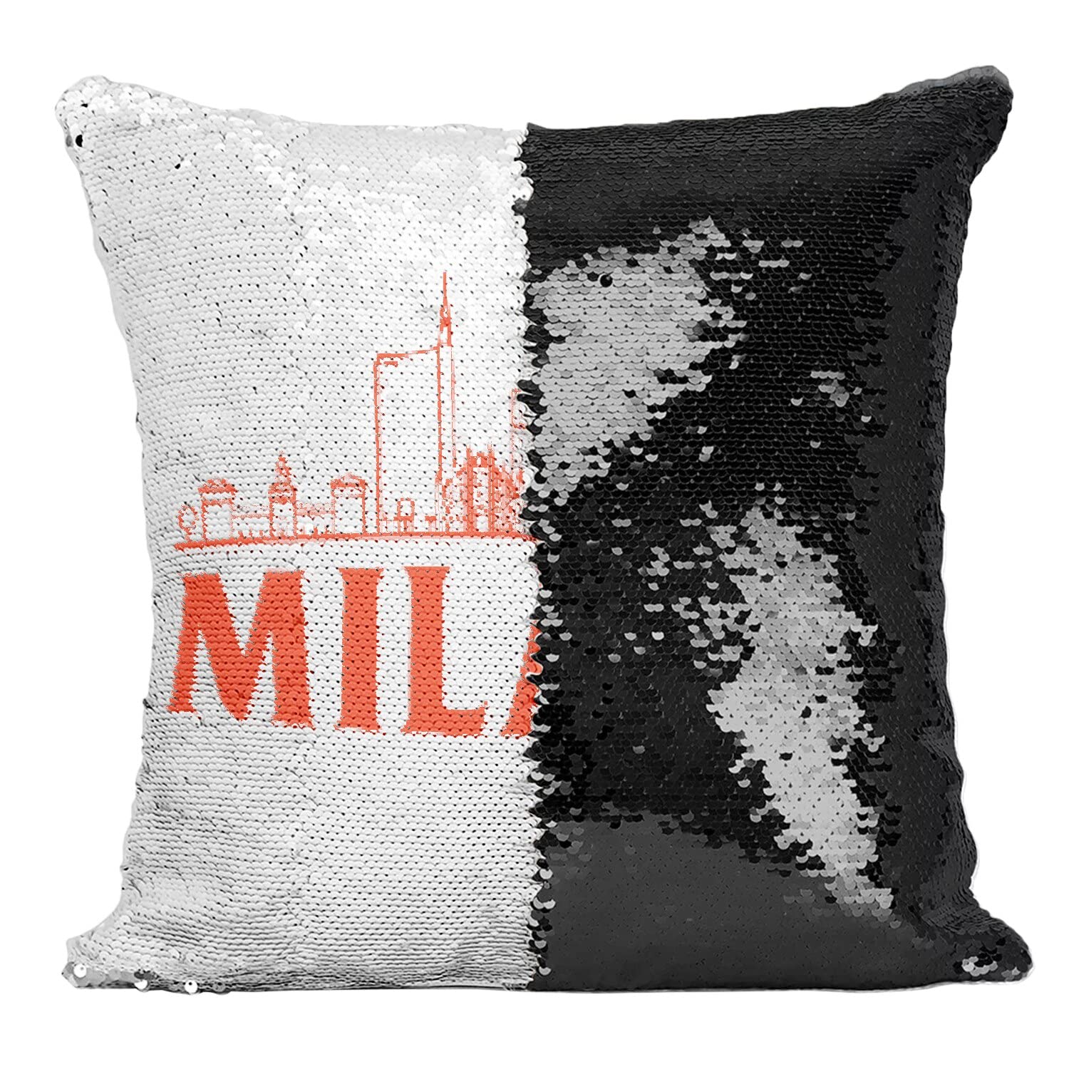 Coussin sequin noir Milano avec housse paillettes design chic pour salon