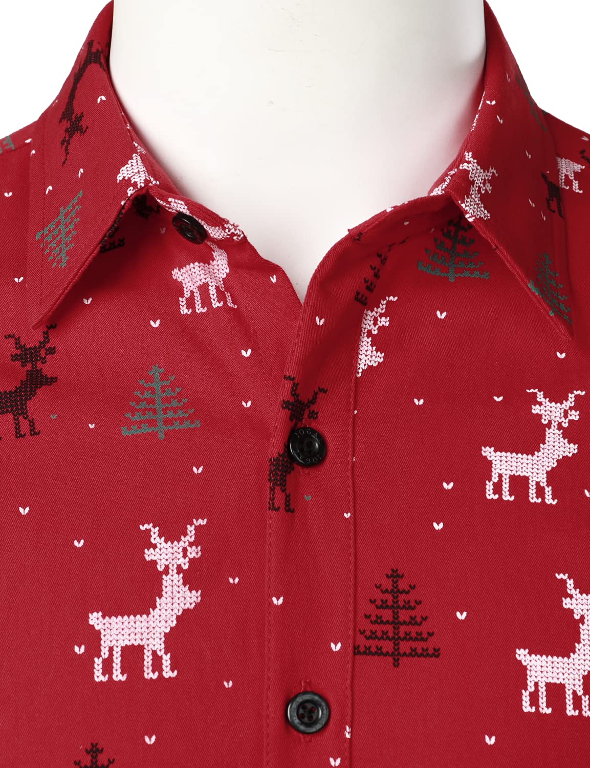 Jogal - Camicia da uomo con stampa natalizia originale, maniche lunghe e bottoni, stile casual