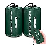 Zmoon Emergency Sleeping Bag Survival Bag, Portable Waterproof Thermal Bivy Sacks,Bivvy Bags,Camping Mylar Sleeping Bag Survival Gear Emergency Blankets Survival Shelter (Green Pack of 2)