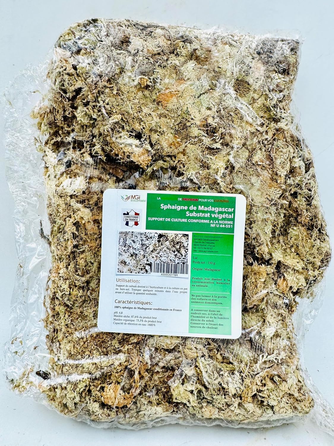 Sphaigne de Madagascar 150GR - substrat végétal pour Cultures Hors-Sol - Vivarium - 150 GR