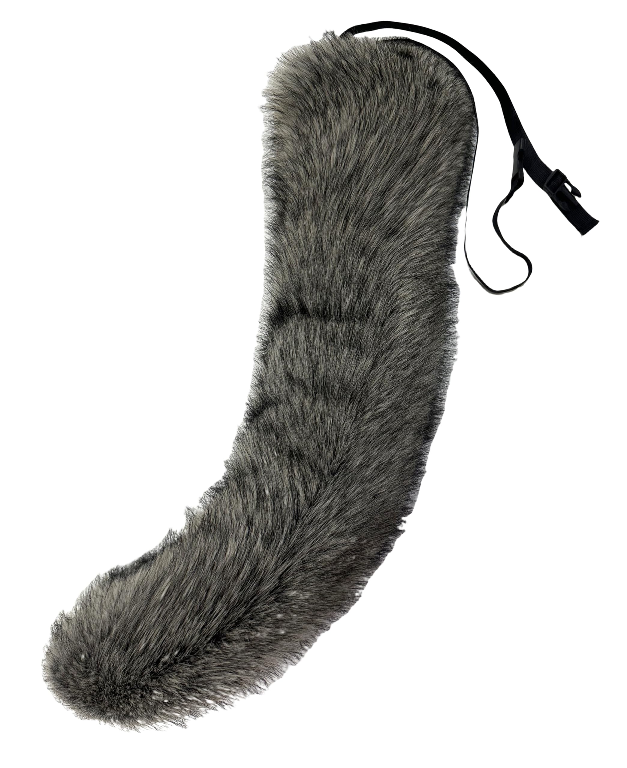Lina & Lily Adults Faux Fur Fox Wolf Animal Tail Costume Fancy Dress Accessories for Cosplay Halloween Christmas Party (Beige & Black Mix)