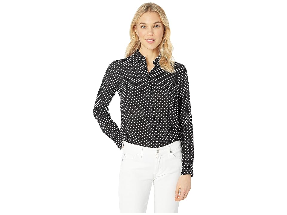

LAUREN Ralph Lauren Georgette Button Down Shirt (Polo Black) Women's Clothing